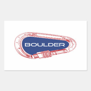 Boulder Colorado Climbing Carabiner Rectangular Sticker