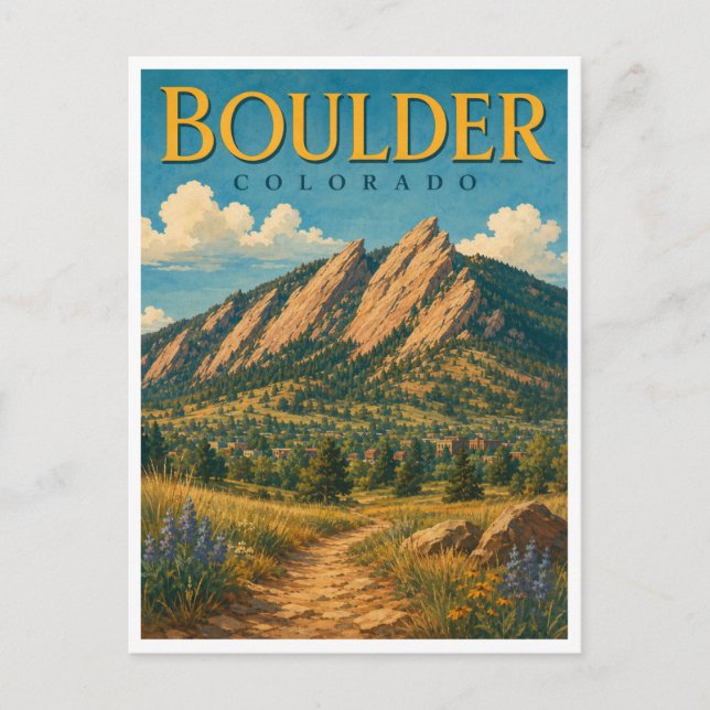 Boulder Colorado Flatirons GeoSaga Postcard (Front)