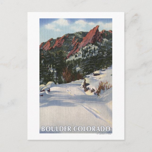 Boulder, Colorado - Flatirons in Winter Postcard (Front)