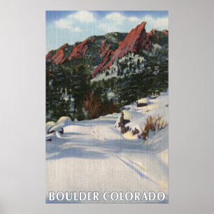 Boulder, Colorado - Flatirons in Winter Poster