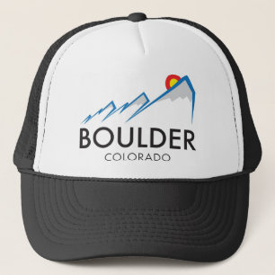 Boulder Colorado Flatirons Logo on Light Apparel Trucker Hat