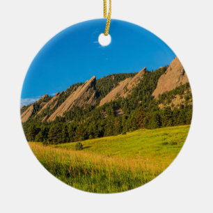 Boulder Colorado Flatirons Sunrise Golden Light Ceramic Tree Decoration