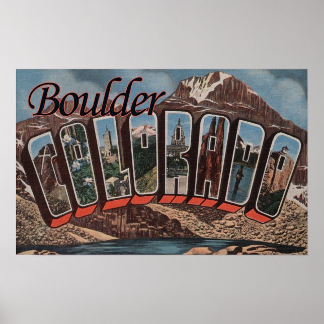 Boulder, Colorado - Large Letter Scenes Poster (Front)