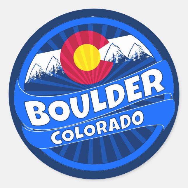 Boulder Colorado mountain burst sticker (Front)