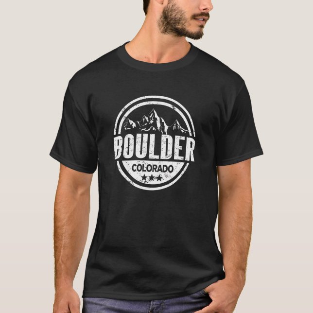 Boulder Colorado Mountains T-Shirt (Front)