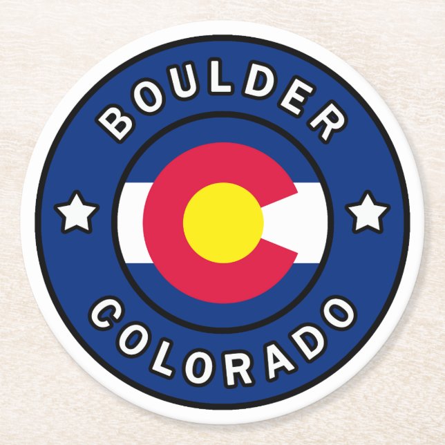 Boulder Colorado Round Paper Coaster (Front)