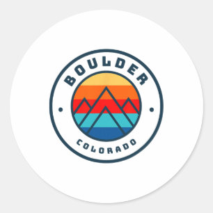 Boulder Colorado Skiing Snowboarding Family Ski Tr Classic Round Sticker