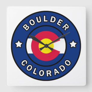 Boulder Colorado Square Wall Clock