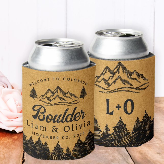 Boulder Colorado Wedding Minimalist Welcome Can Cooler (Creator Uploaded)