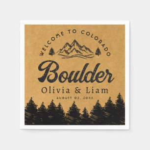 Boulder Colorado Wedding Minimalist Welcome Napkin
