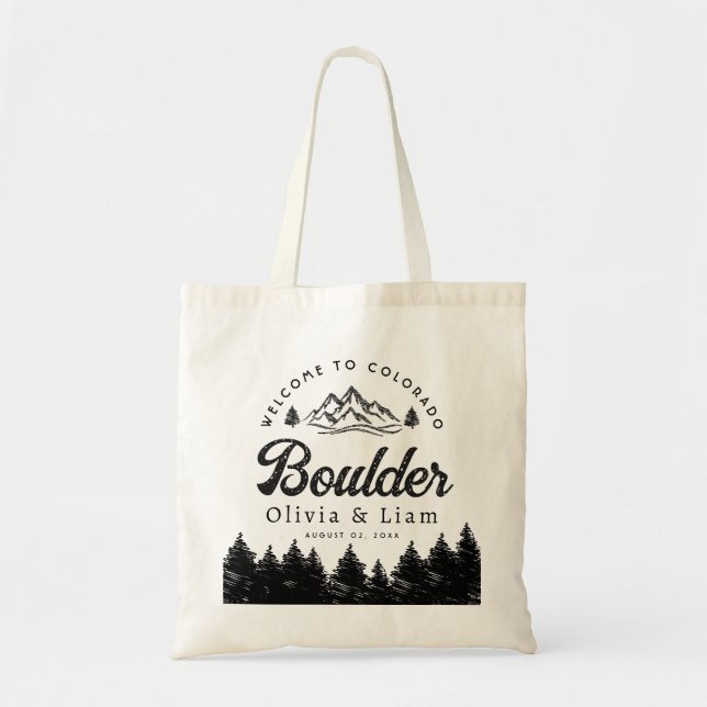 Boulder Colorado Wedding Minimalist Welcome Tote Bag (Front)