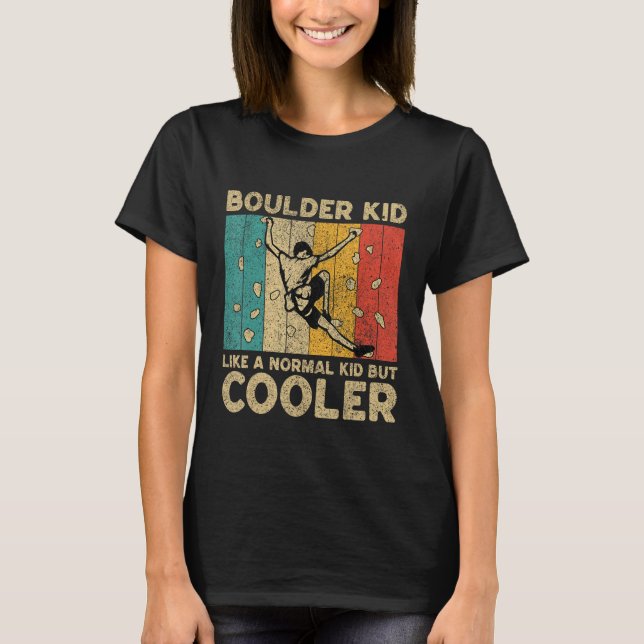 Boulder Kid Funny Rock Climbing Bouldering Kids T-Shirt (Front)
