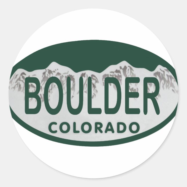 Boulder license oval classic round sticker (Front)