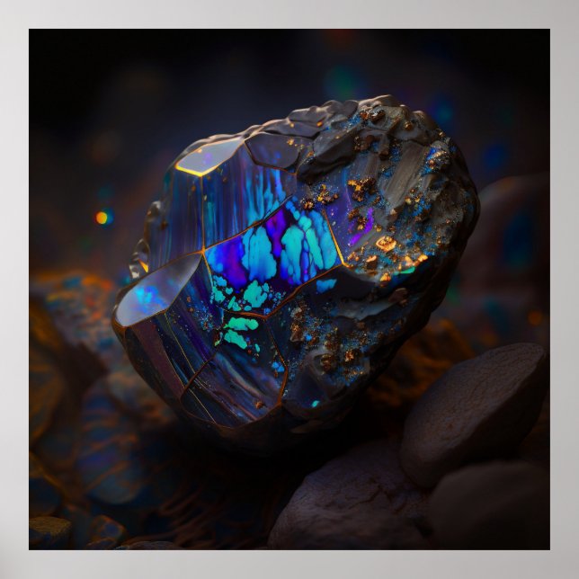 Boulder Opal Ore, Vibrant Gemstone Poster (Front)