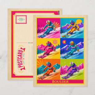 Boulder Postcard Colorado Skiing Vintage Pop Art