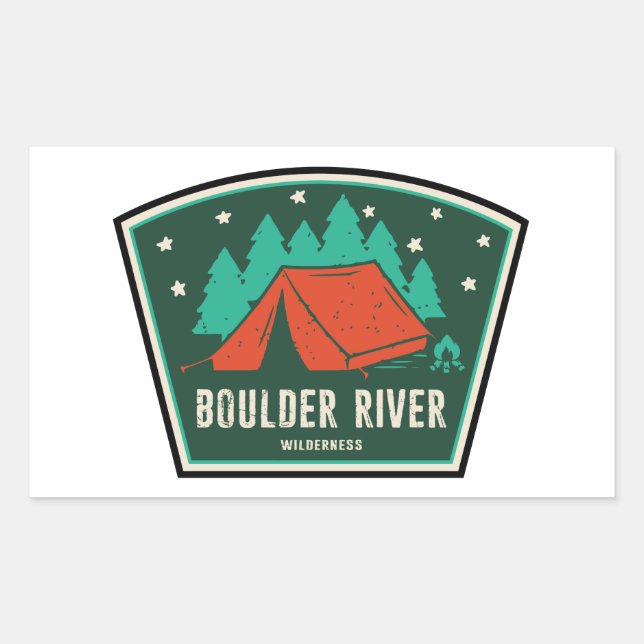 Boulder River Wilderness Camping Rectangular Sticker (Front)
