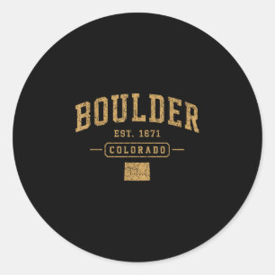 Boulder vintage sports colorado athletic throwback classic round sticker