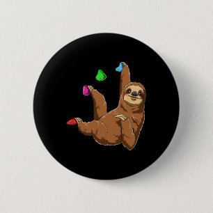 Bouldering And Rock Climbing Sloth 6 Cm Round Badge