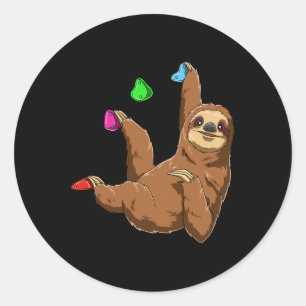 Bouldering And Rock Climbing Sloth  Classic Round Sticker