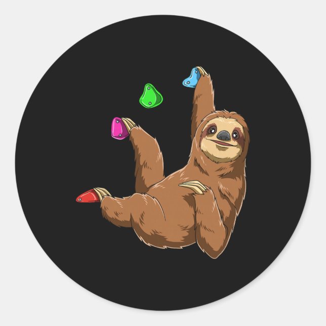 Bouldering And Rock Climbing Sloth  Classic Round Sticker (Front)