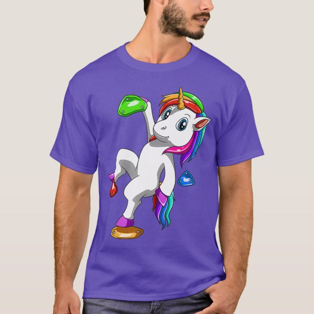 Bouldering and Rock Climbing Unicorn Premium T-Shirt (Front)