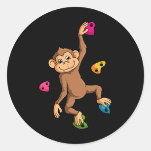 Bouldering Climber Free Climbing Monkey Small Rock Classic Round Sticker