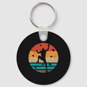 Bouldering Climber Retro Free Climbing Small Rock Key Ring