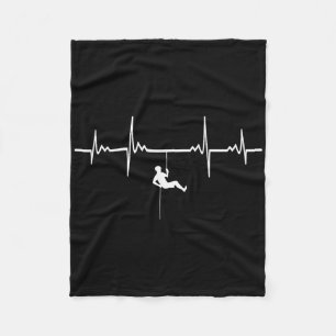 Bouldering Free Climber Ekg Hearbeat - Rock Climbi Fleece Blanket