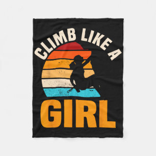 Bouldering Girls Retro Vintage Climber Boulderer C Fleece Blanket
