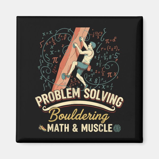 Bouldering Math &amp; Muscle Problem Solving Climb Magnet (Front)