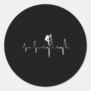 Bouldering Mountain Climbing Heartbeat Classic Round Sticker