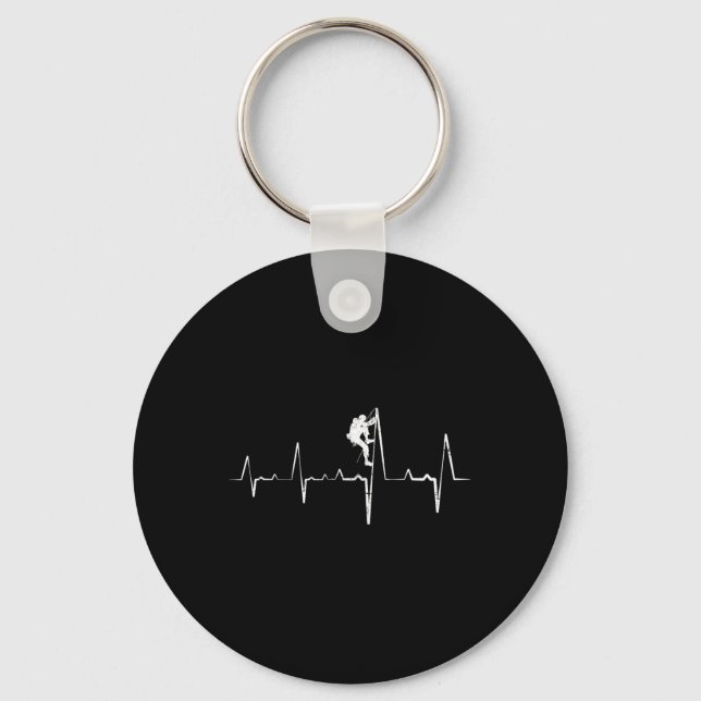 Bouldering Mountain Climbing Heartbeat  Key Ring (Front)