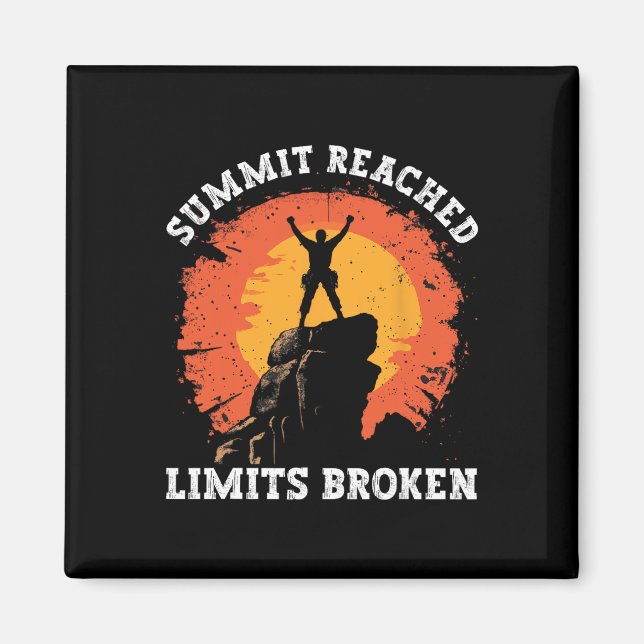 Bouldering Rock Climber Summit Reach Mountain Rock Magnet (Front)
