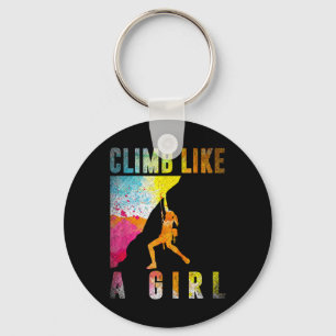 Bouldering Rock Climber Women Girls Kids Rock Clim Key Ring