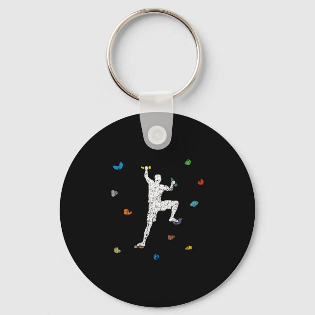 Bouldering Wall Climber Gift Idea Key Ring (Front)