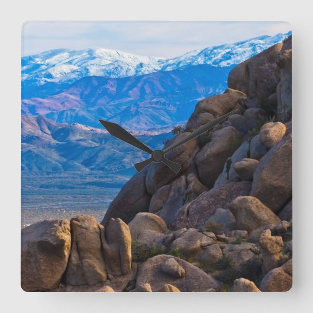 Boulders and Mountains Square Wall Clock (Front)