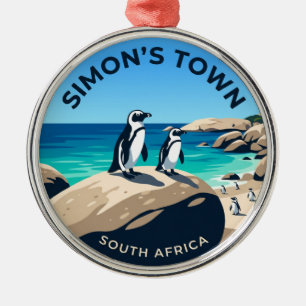 Boulders Beach Penguins South Africa Metal Ornament
