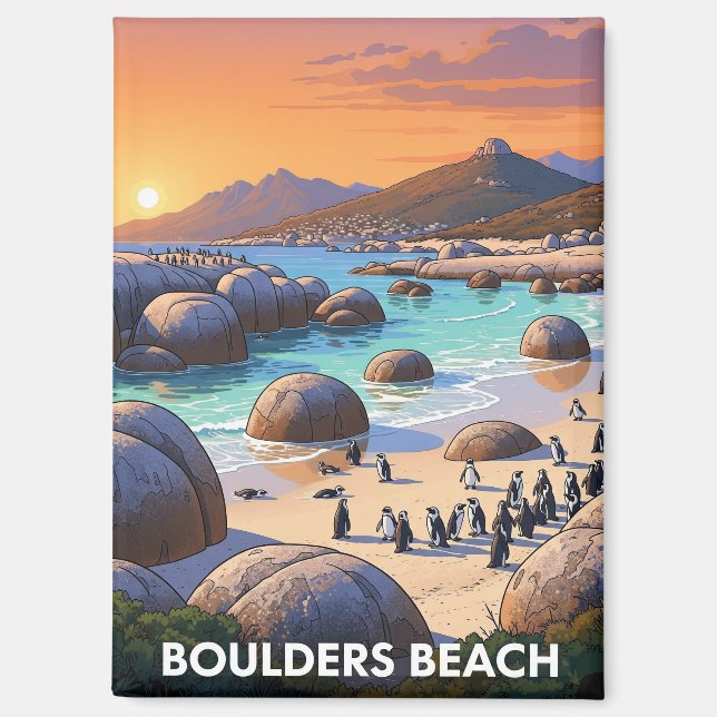 Boulders Beach Penguins South Africa Travel Magnet (Front)