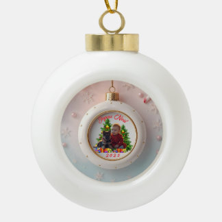 Boule de Noël Photo Famille Personnalisée Ceramic Ball Christmas Ornament