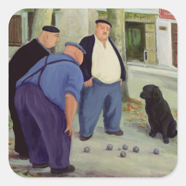 Boules Players Square Sticker (Front)