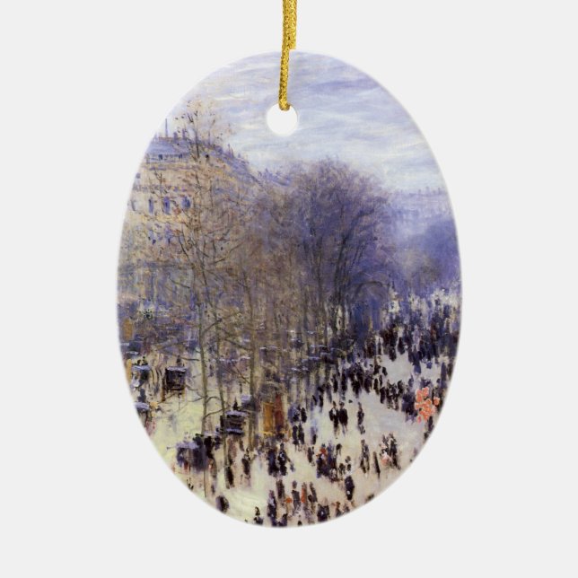 Boulevard des Capucines by Claude Monet, Fine Art Ceramic Ornament (Front)
