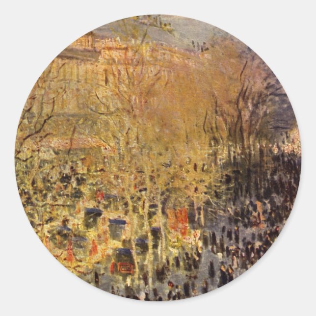 Boulevard des Capucines by Claude Monet, Fine Art Classic Round Sticker (Front)