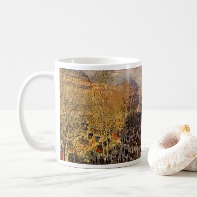 Boulevard des Capucines by Claude Monet, Fine Art Coffee Mug (With Donut)