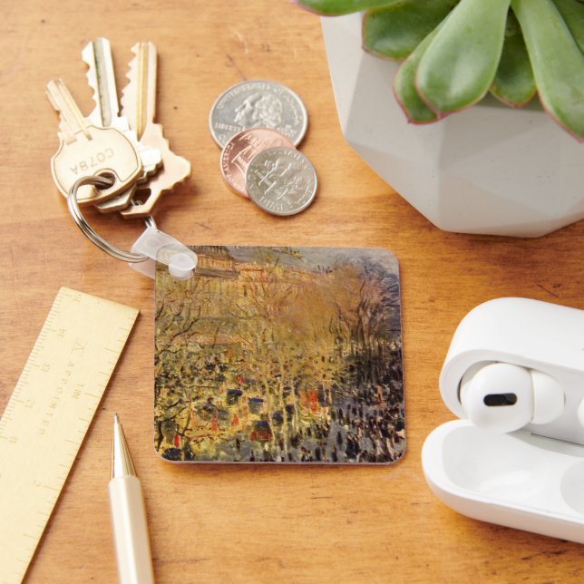 Boulevard des Capucines by Claude Monet, Fine Art Key Ring (Desk)