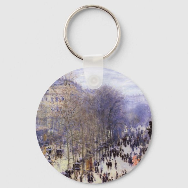 Boulevard des Capucines by Claude Monet, Fine Art Key Ring (Front)