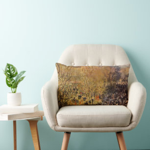 Boulevard des Capucines by Claude Monet, Fine Art Lumbar Cushion