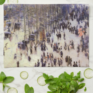 Boulevard des Capucines by Claude Monet, Fine Art Tea Towel