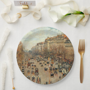 Boulevard Montmartre-Eremitage Camille Pissarro Paper Plate