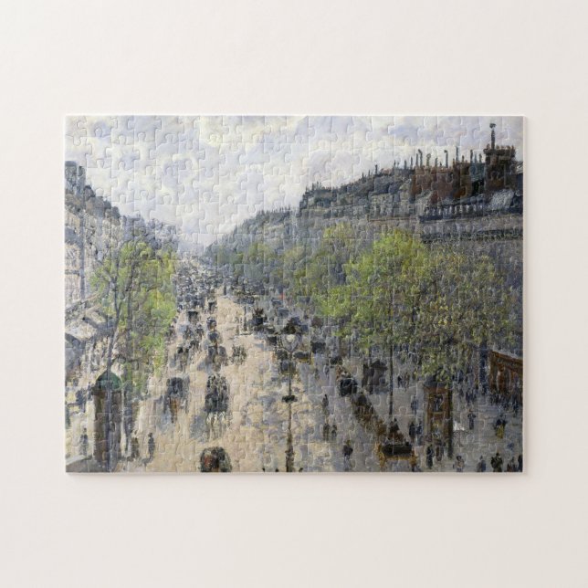 Boulevard Montmartre Spring Paris Camille Pissarro Jigsaw Puzzle (Horizontal)
