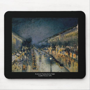 Boulevarde Montmartre at Night ~ Camille Pissarro Mouse Pad